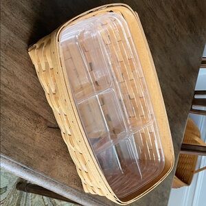 Longaberger Brown Woven Basket with Clear Insert
